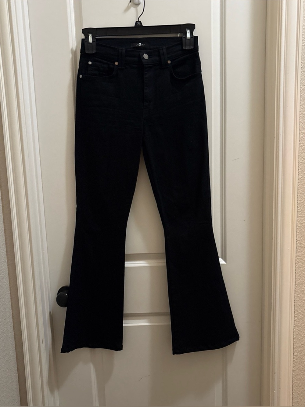 7 For All Mankind The Bootcut Jeans Womens 27 Black Stretch Denim Flare Y2K